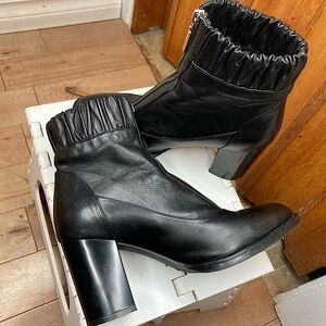 zip front leather ankle boots